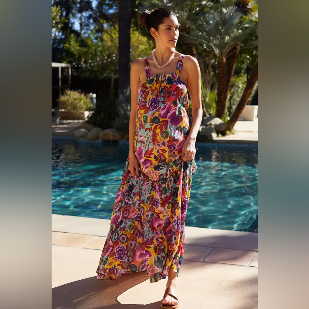 Anthropologie Printed Maxi Cover-Up Dress - Floral Paisley - Medium nwt